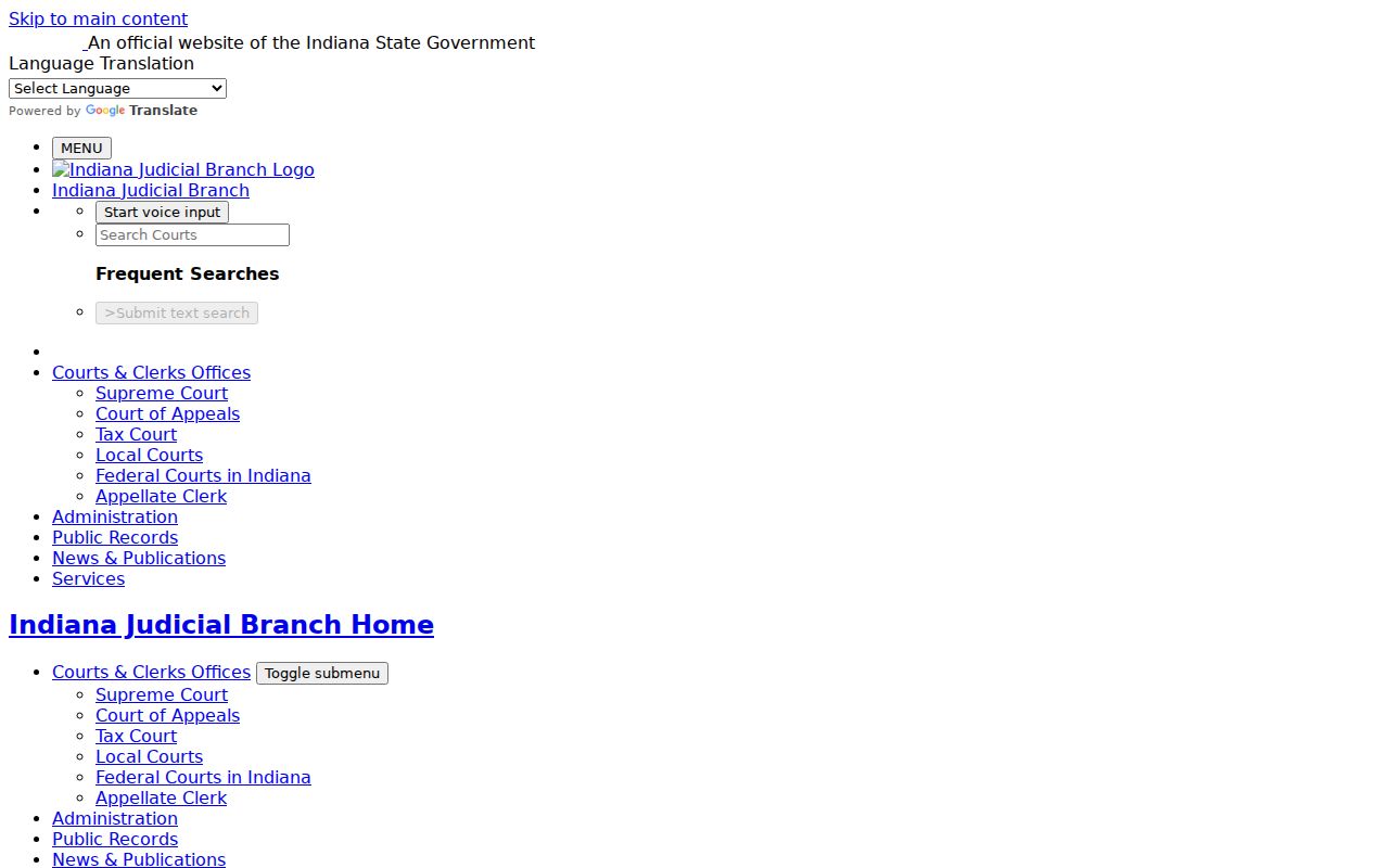 Indiana Judicial Branch MyCase search guidance