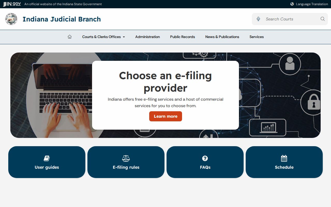 Indiana electronic filing for Fountain County civil dockets
