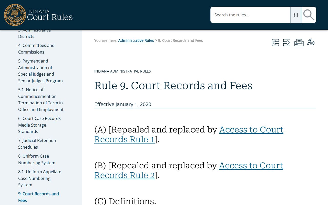 Indiana daily calendar rule for the Fountain County court schedule