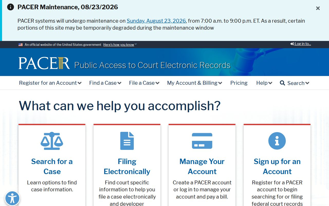 Federal PACER access for Fountain County criminal dockets