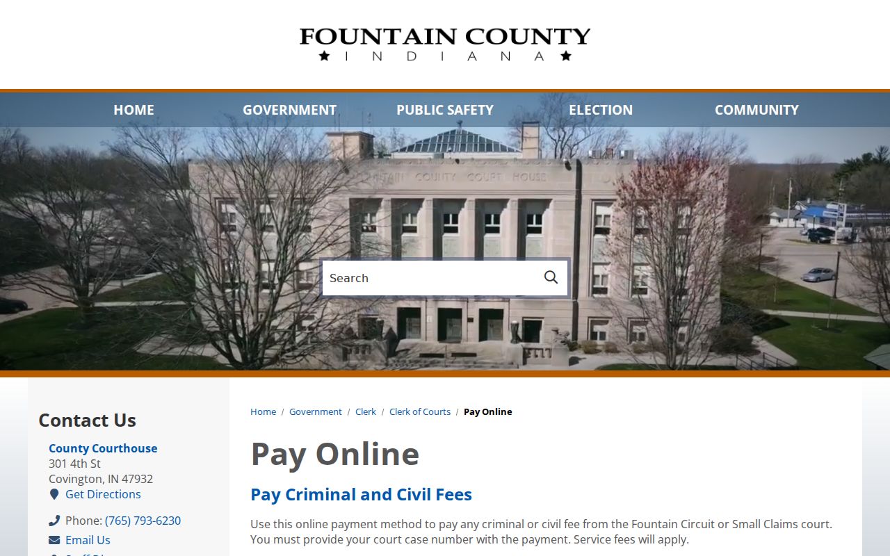 Fountain County online court payment routes