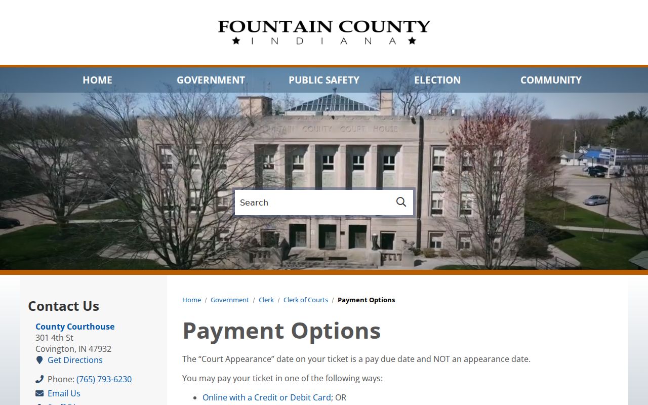 Fountain County mail and in-person traffic payment guidance